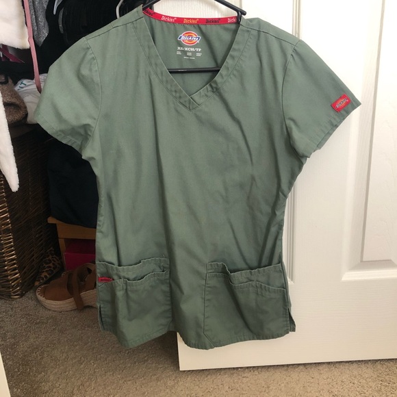 XS Army Green/Olive Dickies Scrub Top - Picture 1 of 1